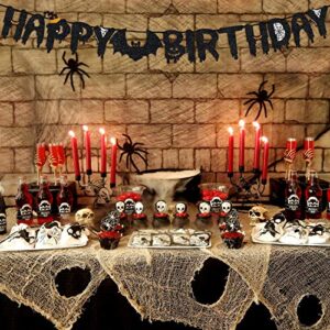 Happy Birthday Banner for Halloween Themed Birthday Party Decor -Black Glitter Happy Birthday Banner Sign for Kids Adult Birthday Party Decorations Supplies