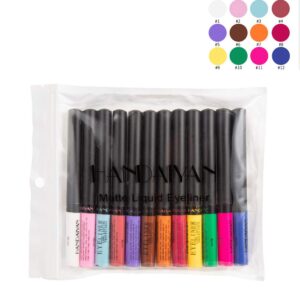 Emirde 12 colors Matte Colorful Liquid Eyeliner Set, Color Gel Eyeliner, Great Versatility Liquid Eyeliner, Waterproof High Pigmented Smudgeproof Long Lasting Makeup Eyeliner Pen