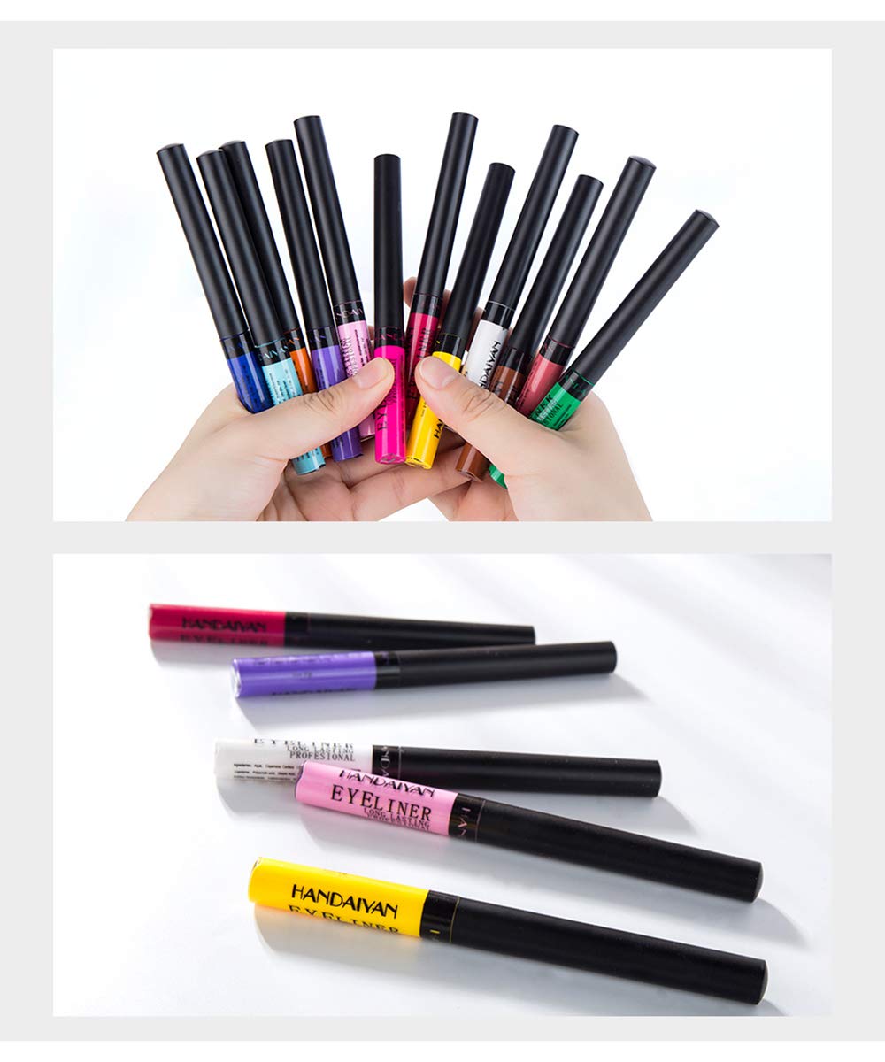 Emirde 12 colors Matte Colorful Liquid Eyeliner Set, Color Gel Eyeliner, Great Versatility Liquid Eyeliner, Waterproof High Pigmented Smudgeproof Long Lasting Makeup Eyeliner Pen