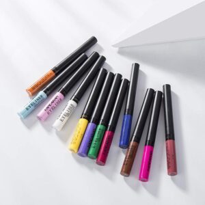 Emirde 12 colors Matte Colorful Liquid Eyeliner Set, Color Gel Eyeliner, Great Versatility Liquid Eyeliner, Waterproof High Pigmented Smudgeproof Long Lasting Makeup Eyeliner Pen