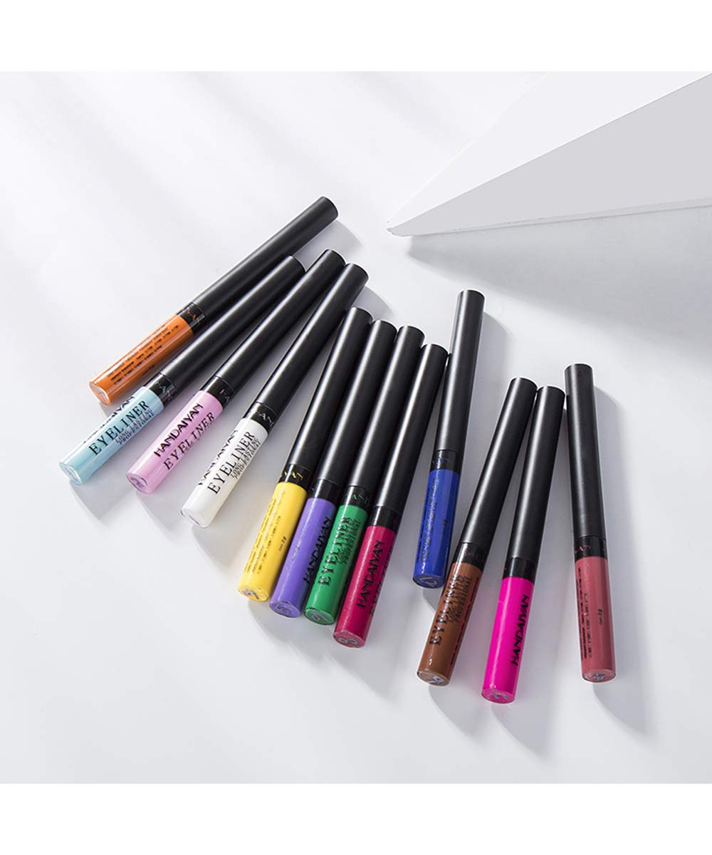 Emirde 12 colors Matte Colorful Liquid Eyeliner Set, Color Gel Eyeliner, Great Versatility Liquid Eyeliner, Waterproof High Pigmented Smudgeproof Long Lasting Makeup Eyeliner Pen