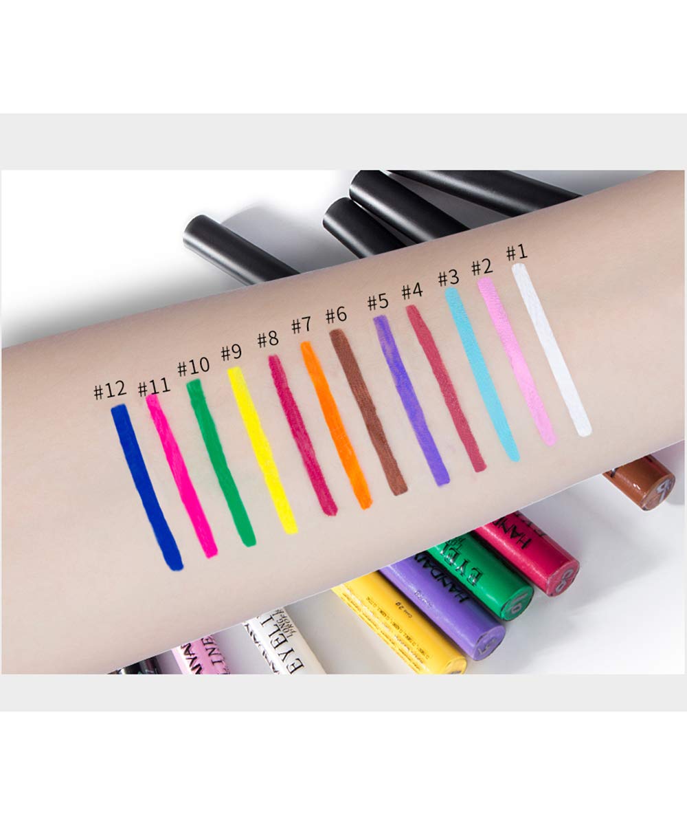 Emirde 12 colors Matte Colorful Liquid Eyeliner Set, Color Gel Eyeliner, Great Versatility Liquid Eyeliner, Waterproof High Pigmented Smudgeproof Long Lasting Makeup Eyeliner Pen