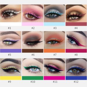 Emirde 12 colors Matte Colorful Liquid Eyeliner Set, Color Gel Eyeliner, Great Versatility Liquid Eyeliner, Waterproof High Pigmented Smudgeproof Long Lasting Makeup Eyeliner Pen