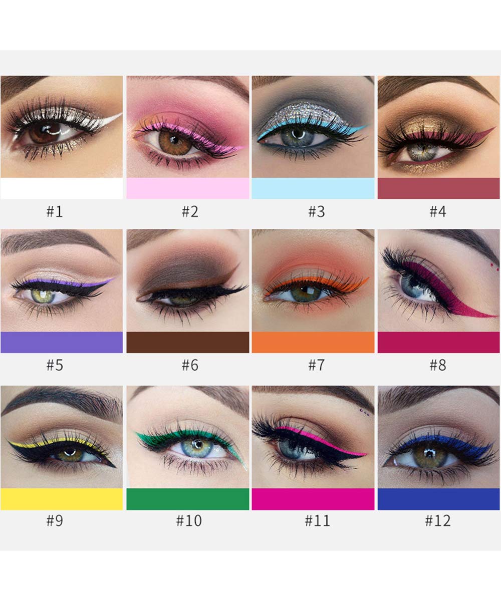 Emirde 12 colors Matte Colorful Liquid Eyeliner Set, Color Gel Eyeliner, Great Versatility Liquid Eyeliner, Waterproof High Pigmented Smudgeproof Long Lasting Makeup Eyeliner Pen