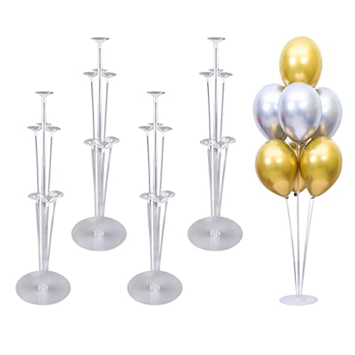 ZERIRA 4 Sets of Balloon Stand Kits, Reusable Clear Balloon Stand with Base Balloon Table Floor Stand for Birthday Party Baby Shower Wedding Anniversary Decoration