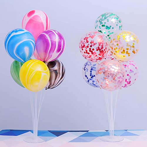 ZERIRA 4 Sets of Balloon Stand Kits, Reusable Clear Balloon Stand with Base Balloon Table Floor Stand for Birthday Party Baby Shower Wedding Anniversary Decoration