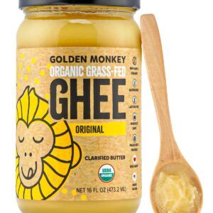 Organic Ghee Butter Grass Fed Clarified – 16 Oz Ghee Butter – Unsalted Butter Certified Organic Ghee Oil – Perfect for Paleo, Keto, Lactose & Gluten Free Diet