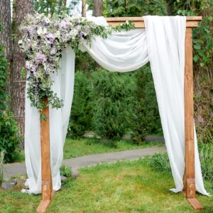 MoKoHouse White Wedding Arch Draping Fabric 3 Panels 27.5" x 18.3Ft Chiffon Fabric Drapery Sheer Backdrop Curtains for Party Ceremony Arch Stage Decorations