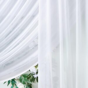 MoKoHouse White Wedding Arch Draping Fabric 3 Panels 27.5" x 18.3Ft Chiffon Fabric Drapery Sheer Backdrop Curtains for Party Ceremony Arch Stage Decorations