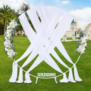 MoKoHouse White Wedding Arch Draping Fabric 3 Panels 27.5" x 18.3Ft Chiffon Fabric Drapery Sheer Backdrop Curtains for Party Ceremony Arch Stage Decorations