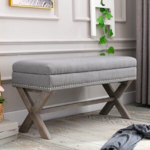 CIMOO Bedroom Storage Ottoman Bench Fabric Upholstered Bed Bench Accent Hallway Bench for End of Bed, Entry, Kitchen, Dining Room-36 Inch, Grey