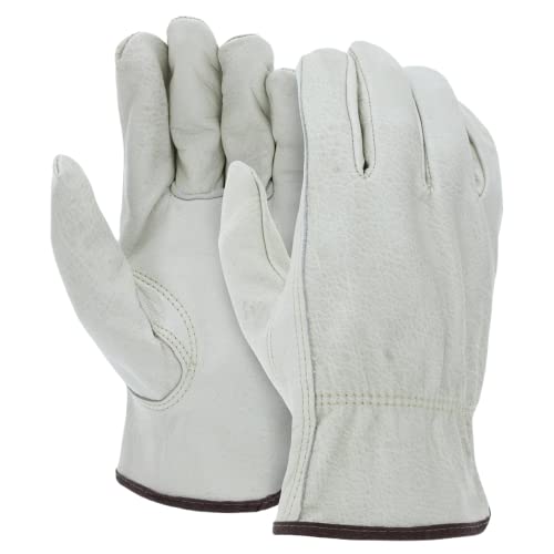 Heavy Duty Durable Cowhide Leather Driver Work Gloves for Truck Driving (12, Extra Large)