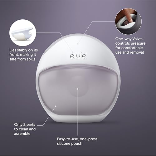 Elvie Curve Manual Wearable Breast Pump | Hands-Free, Kick-Proof, Portable Silicone Pump That Can Be Worn in-Bra for Gentle, Natural Milk Expression | Breast Feeding Essentials White