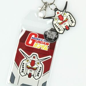 Mobile Suit Gundam RX-78-2 Lanyard ID Badge Holder with 2" Helmet Rubber Charm and Collectible Sticker