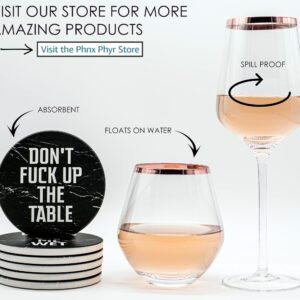 Phnx Phyr Hand Blown Crystal Rose Gold Wine Glasses set 4 - Stemless wine glass set - Stemless wine glasses - Red wine glasses set of 4 - Large white wine glass - Wedding - Gift packaging