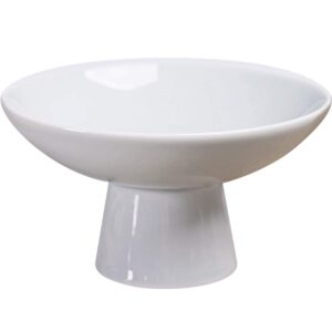 pearlead ceramic footed bowl round pedestal bowl decorative fruit bowl holder dessert display stand for kitchen counter centerpiece table decor serving fruit tray small white