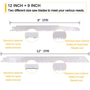 KONIGEEHRE 5 Pack Stainless Steel Reciprocating Saw Blades for Frozen Meat Bone Food Cutting Beef Turkey Wood Pruning Blades