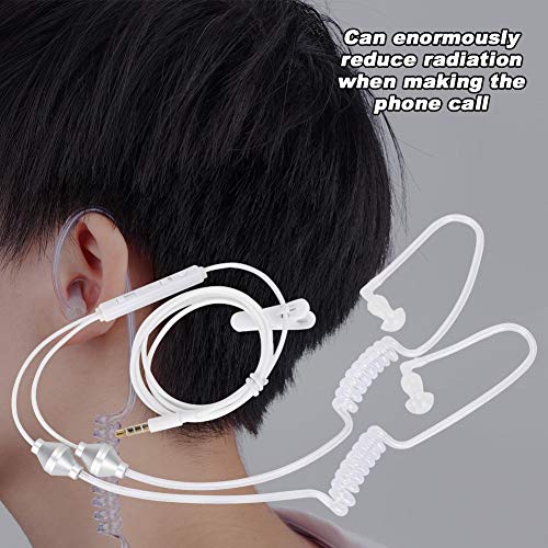 Mobile Double Spiral Headphone Anti Radiation Soft Clear Air Acoustic Tube Earphone with Built in Microphone for Most Smart Phones