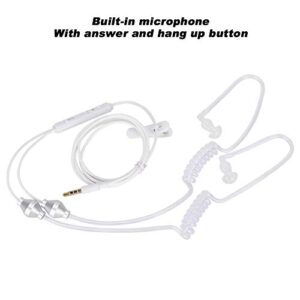 Mobile Double Spiral Headphone Anti Radiation Soft Clear Air Acoustic Tube Earphone with Built in Microphone for Most Smart Phones