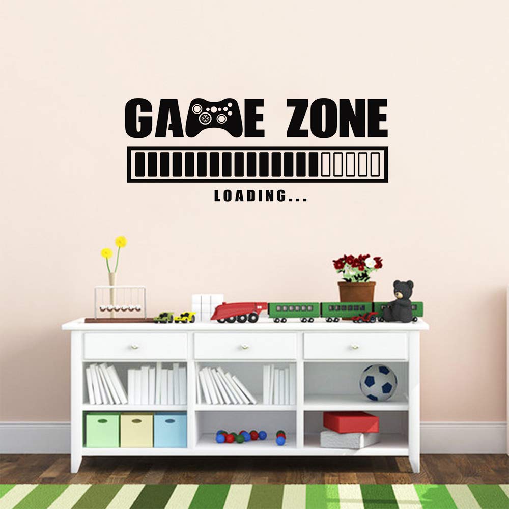 Game Zone Loading Wall Decals, Video Game Wall Stickers, Removable Art Design Gamers World Wall Decor for Boys Room Home Playroom Bedroom Walls Background Decoration (22"L x 9.1"H)