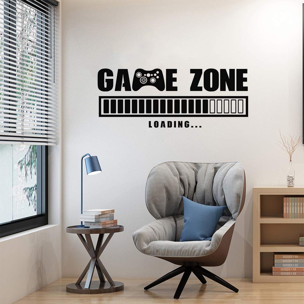 Game Zone Loading Wall Decals, Video Game Wall Stickers, Removable Art Design Gamers World Wall Decor for Boys Room Home Playroom Bedroom Walls Background Decoration (22"L x 9.1"H)