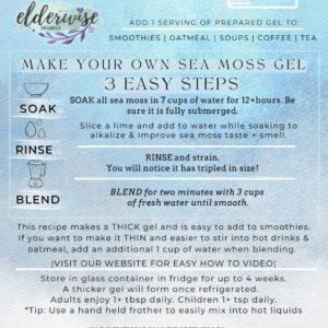 Elderwise Raw Sea Moss | Organic Seamoss Makes 20oz of Gel | Wildcrafted Golden Sea moss | Raw & Non GMO Certified | Sundried | Mineral and Vitamin Rich | Golden
