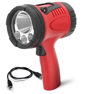energizer led portable spotlight, rechargeable spotlight flashlight for tough work environments and diy projects, flash light with micro-usb cable included, pack of 1, red