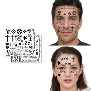 popular face temporary tattoos assortment - 2 sets