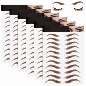 6 sheets 3d hair-like authentic eyebrows eyebrow transfer stickers waterproof eyebrow tattoo stickers eyebrow grooming shaping makeup accessories (high arch eyebrow)