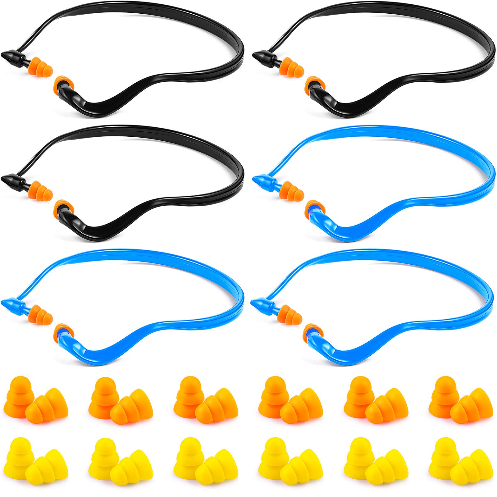 Banded Ear Plugs Band Earplugs Silicone Banded Hearing Protection and Replacement Earplugs Inner-Aural Ear Plugs for Sleeping, Shooting, Travel and Construction Work (18 Pairs)