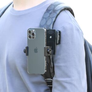 anti-slide backpack strap clip mount for phone 360 degree rotary backpack clamp mount for video recording