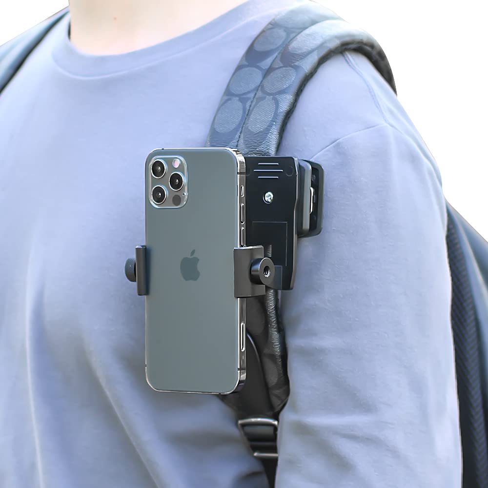 Anti-Slide Backpack Strap Clip Mount for Phone 360 Degree Rotary Backpack Clamp Mount for Video Recording