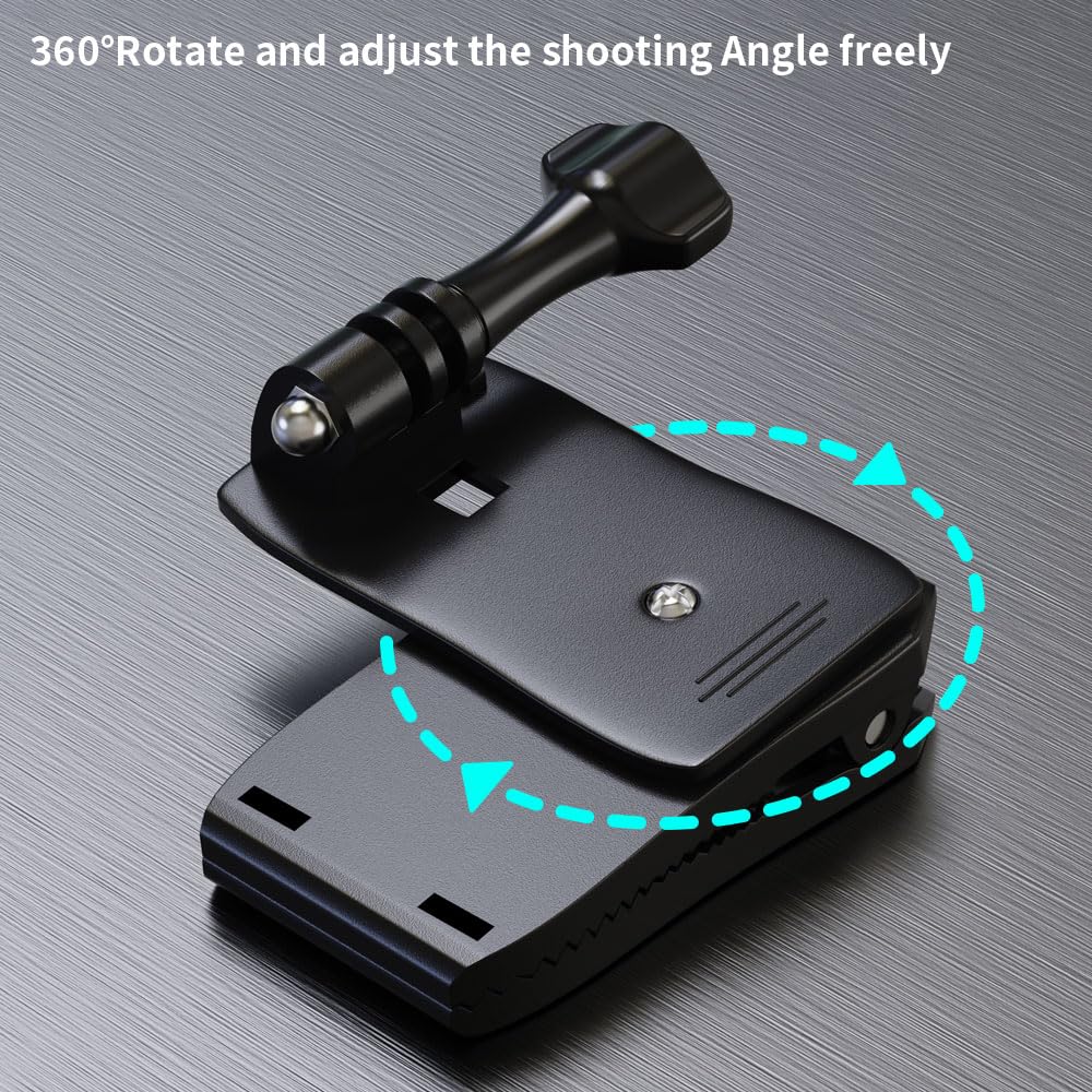 Anti-Slide Backpack Strap Clip Mount for Phone 360 Degree Rotary Backpack Clamp Mount for Video Recording