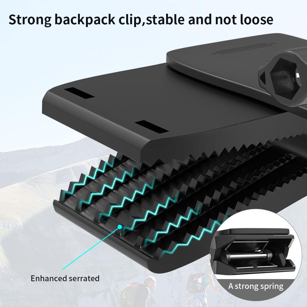 Anti-Slide Backpack Strap Clip Mount for Phone 360 Degree Rotary Backpack Clamp Mount for Video Recording