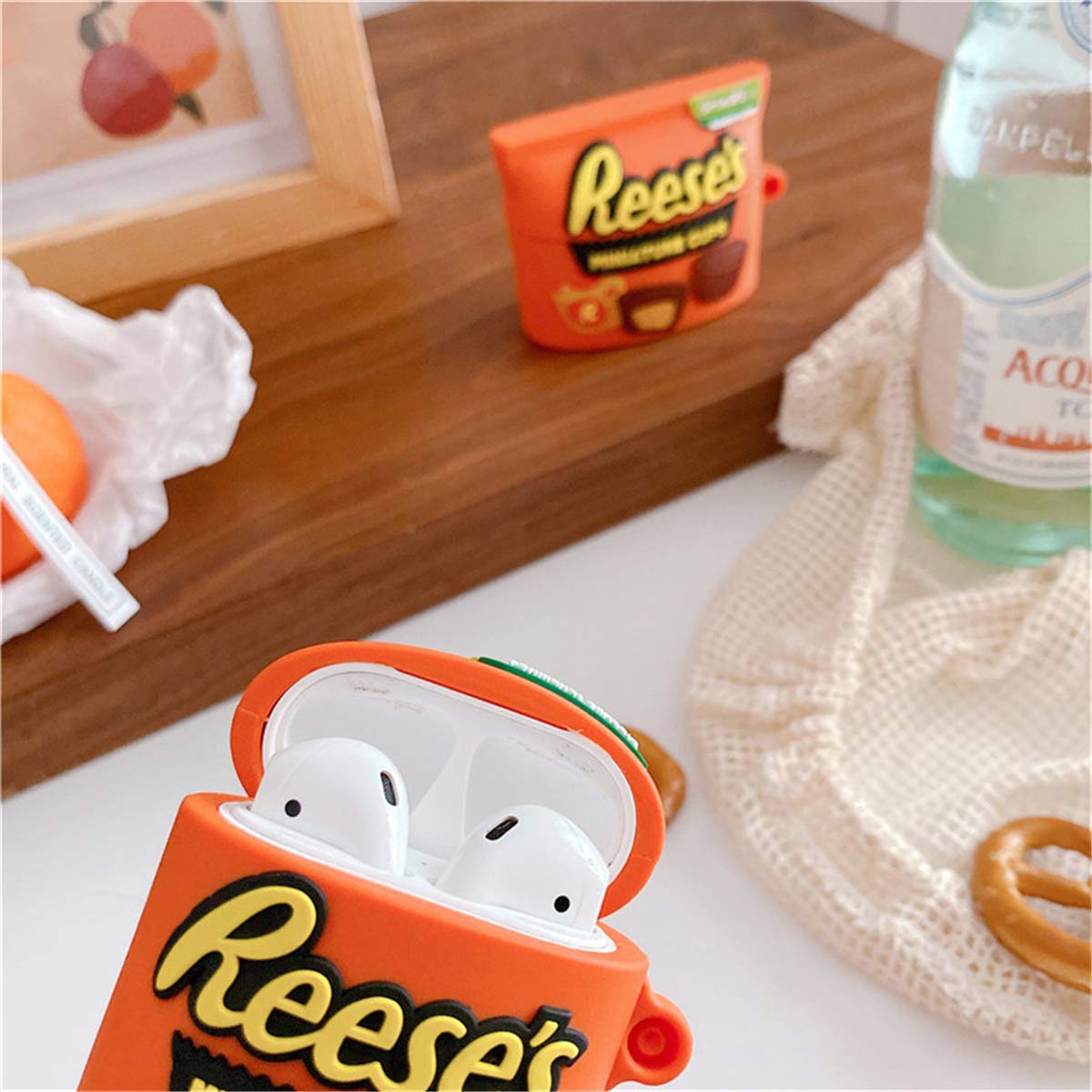 STSNano for Airpod 2/1 Case Soft Silicone Cute Cartoon Kawaii Funny Cover Food Fashion Protective Skin Accessories Keychain Girls Teens Cases for Air Pods Compatible with Airpods 2&1, Ree's Chocolate