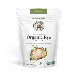 king arthur flour organic medium rye flour for complex flavorful breads & baked goods, 100% organic non-gmo project verified, 3 pounds (pack of 1)