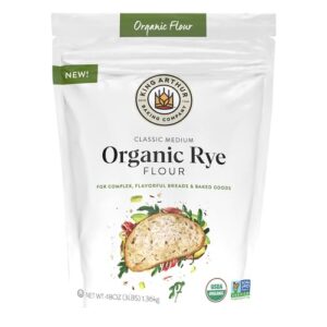 King Arthur Flour Organic Medium Rye Flour for Complex Flavorful Breads & Baked Goods, 100% Organic Non-GMO Project Verified, 3 Pounds (Pack of 1)