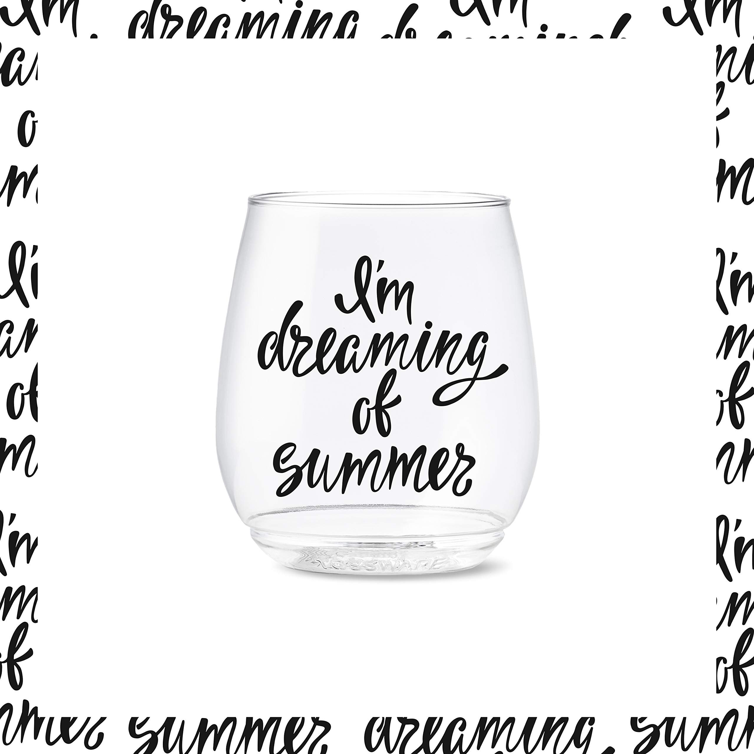 TOSSWARE POP 14oz Vino Summer Sips 2 Series, SET OF 6, Premium Quality, Recyclable, Unbreakable & Crystal Clear Plastic Wine Glasses