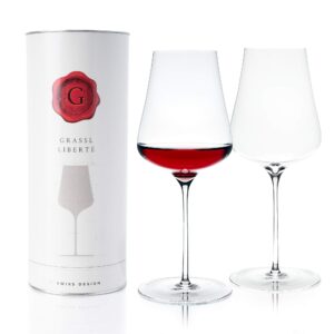 grassl liberté wine glass, set of 2 mouth-blown crystal universal wine glasses for all red and white wine types