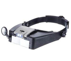 se illuminated dual lens flip-in head magnifier, head magnifier, tools for repair & precision work, adjustable headlamp, 4.5x loupe magnifying, black