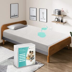bedecor queen mattress protector zippered for 7"-9" mattress,soft cotton terry 6-sided waterproof mattress encasement cover breathable noiseless washable