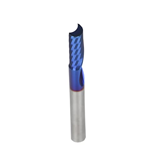 1/4" Diameter O Single Flute Upcut Spiral End Mill CNC Router Bit with NACO Coating - 1/4" Shank Plastic Cutting 1/4 D x 1 CH x 1/4 SHK x 2-1/2 Inch Long with Mirror Finish UT144