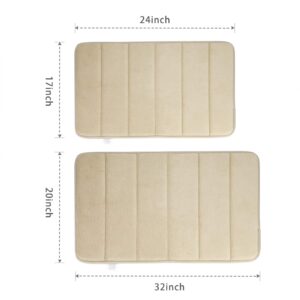 EGYPHY Memory Foam Bath Mat - Luxurious Non Slip Bathroom Rug for Ultimate Relaxation and Stylish Décor,20X32 inches-Beige