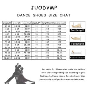 JUODVMP Women's Satin with Rhinestones Multi-Straps Braided Cross-Strap Latin Salsa Dance Performance Shoes Model L373,Beige,2 1/3 inches Heel,7.5 US