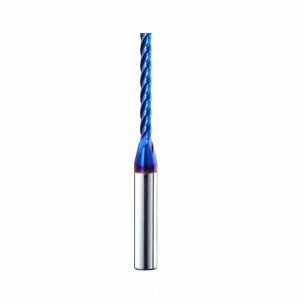 xuanfeng 4 flutes naco coating up cut spiral cnc router bit 1/4 inch shank, 1/8 inch cutting diameter end mill for 2d 3d wood cut, carving size: 1/8x1-1/4x 2-1/2" shank 1/4" stf445