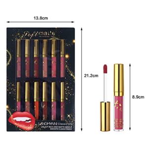 UCANBE 12Pcs/Set Velvet Matte Liquid Lipstick Makeup Classic Waterproof Long Lasting Smooth Soft Reach Colors Full Lips Gloss For Women Gift