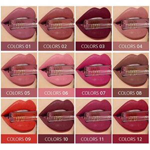 UCANBE 12Pcs/Set Velvet Matte Liquid Lipstick Makeup Classic Waterproof Long Lasting Smooth Soft Reach Colors Full Lips Gloss For Women Gift