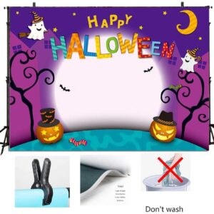 CHAIYA 7x5ft Halloween Backdrop Cartoon Halloween Photo Backdrop Pumpkin Moon Photography Backdrops Happy Halloween Party Decorations Cake Table Banner CY-137