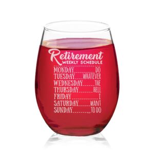 veracco retirement weekly schedule do whatever the hell i want to do stemless wine glass funny birthday gift for someone who loves drinking bachelor party favors (clear, glass)