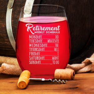 Veracco Retirement Weekly Schedule Do Whatever the Hell I Want to Do Stemless Wine Glass Funny Birthday Gift For Someone Who Loves Drinking Bachelor Party Favors (Clear, Glass)